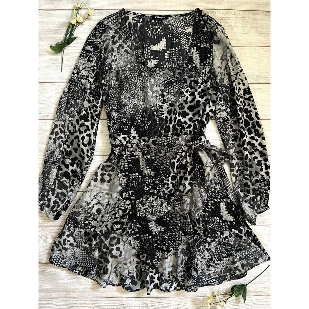 Express Animal Print Wrap Front Dress